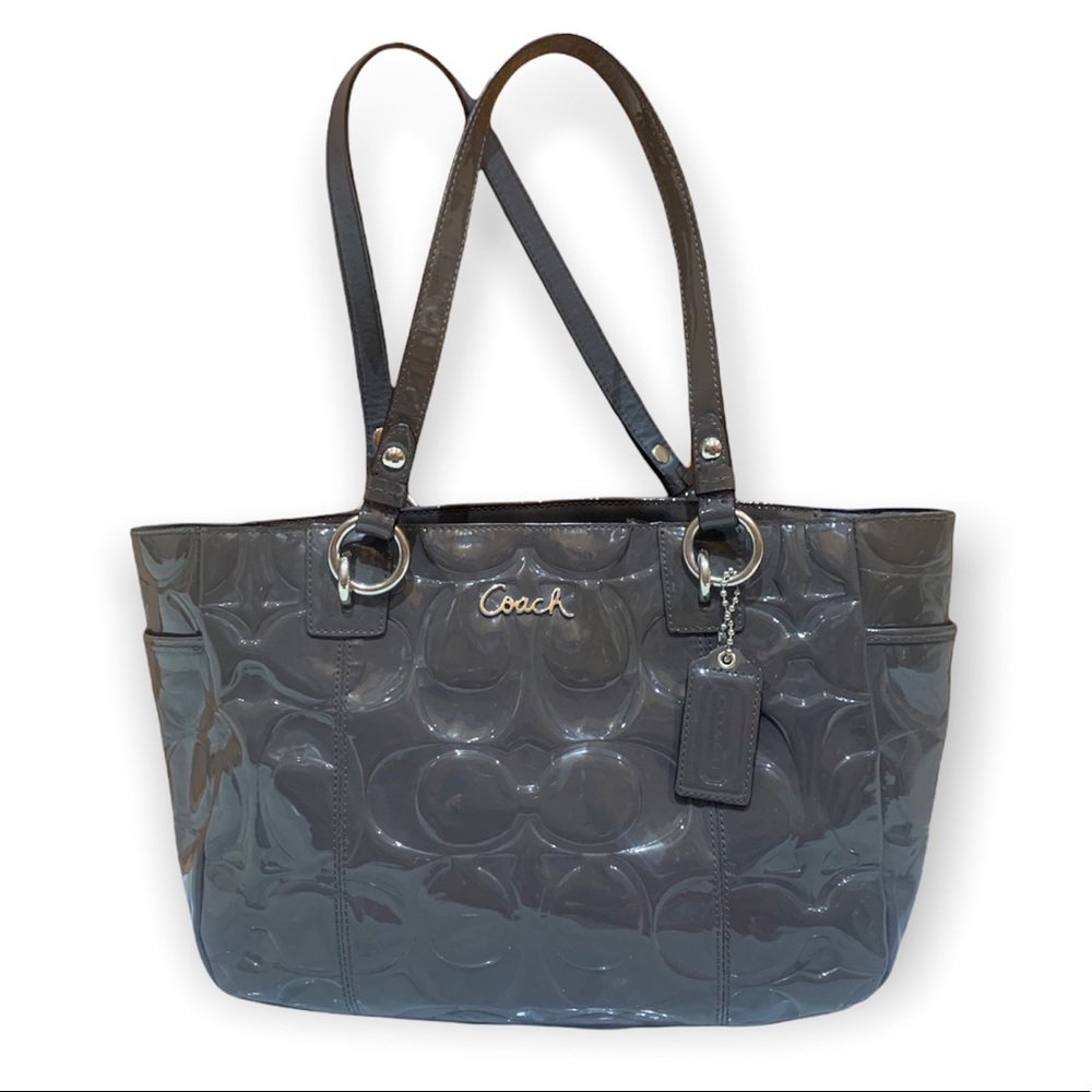 Coach Dark gray Gallery Embossed Patent Leather Tote